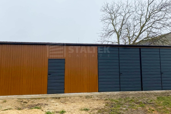 Ogłoszenie - Hala Garaż blaszany 13x4 - 2x Brama + drzwi drewnopodobny Dach spad w przód  ST164. Zdjęcie 3