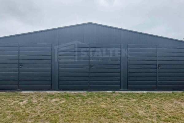 Ogłoszenie - Garaż blaszany 10x6m - 3x Brama - Rynny - Antracyt - Dach dwuspadowy ST179. Zdjęcie 4