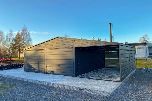 Ogłoszenie - Garaż blaszany 6x6m - wiata 3m - 2x Brama - drzwi Antracyt Dach dwuspadowy ST176. Zdjęcie 3