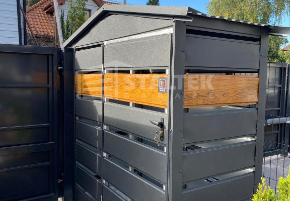 Ogłoszenie - Wiata śmietnikowa 1,5x0,5m antracyt + drewnopodobny - dach dwuspadowy ST156. Zdjęcie 3