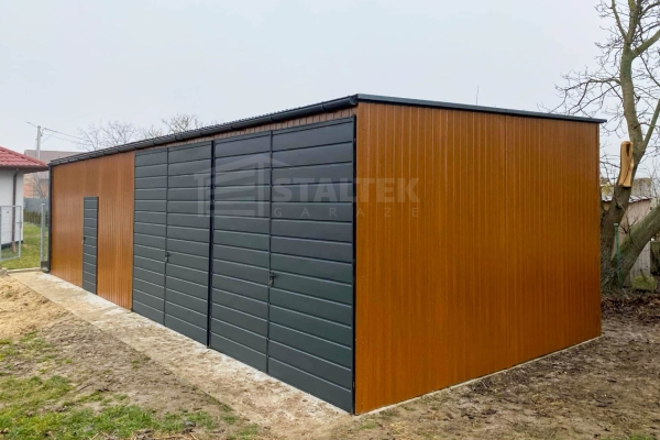 Ogłoszenie - Hala Garaż blaszany 13x4 - 2x Brama + drzwi drewnopodobny Dach spad w przód  ST164. Zdjęcie 2