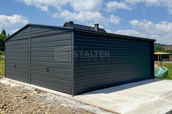 Ogłoszenie - Garaż blaszany 6x6m - 2x Brama uchylna - drzwi Antracyt Dach dwuspadowy - rynny ST174. Zdjęcie 2