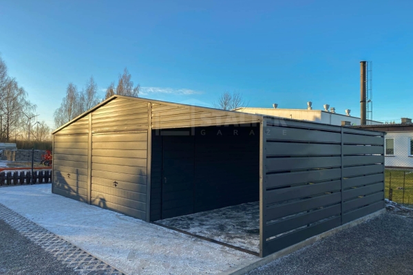 Ogłoszenie - Garaż blaszany 6x6m - wiata 3m - 2x Brama - drzwi Antracyt Dach dwuspadowy ST176. Zdjęcie 4