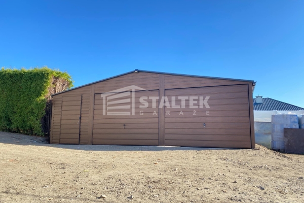 Ogłoszenie - Garaż blaszany 8x6m - 2x Brama - drzwi - 2x okno - ciemny orzech - drewnopodobny - Dach dwuspadowy ST175. Zdjęcie 4