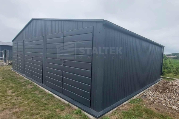 Ogłoszenie - Garaż blaszany 10x6m - 3x Brama - Rynny - Antracyt - Dach dwuspadowy ST179. Zdjęcie 3