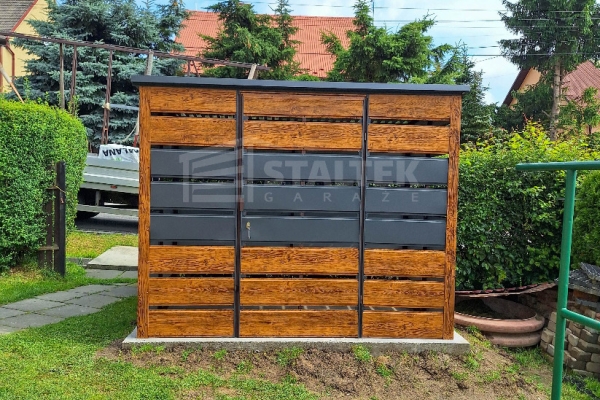 Ogłoszenie - Wiata śmietnikowa 2,5x1,3 m antracyt + drewnopodobny - spad w tył ST188. Zdjęcie 4