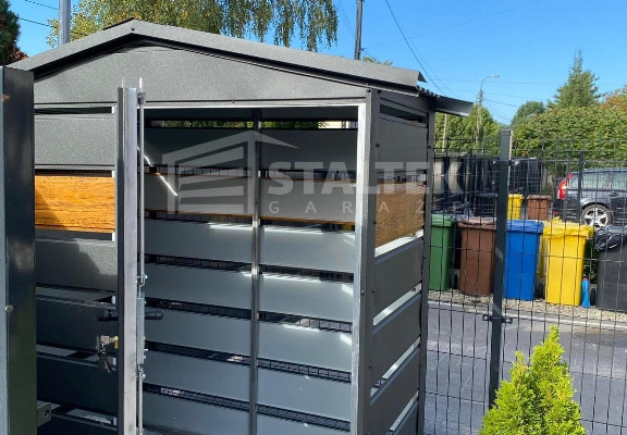 Ogłoszenie - Wiata śmietnikowa 1,5x0,5m antracyt + drewnopodobny - dach dwuspadowy ST156. Zdjęcie 4