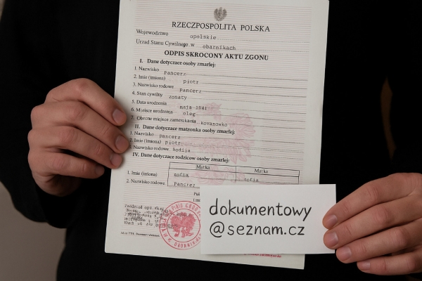 Ogłoszenie - Akt Zgonu. Zgodność 1:1. Zdjęcie 1