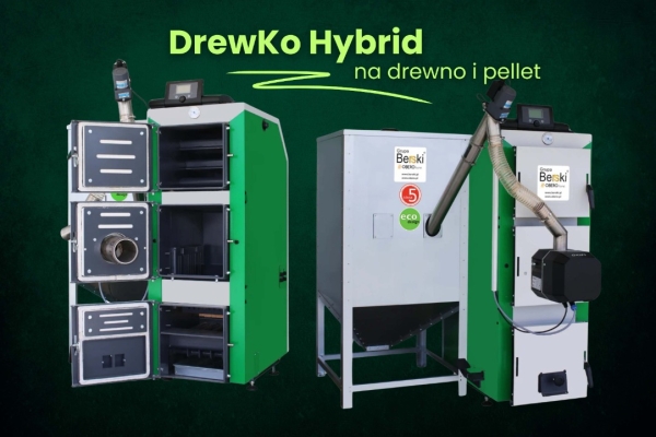 Ogłoszenie - Kocioł DrewKo Hybrid 24kW – dwupaliwowy kocioł na drewno i pellet. Zdjęcie 1