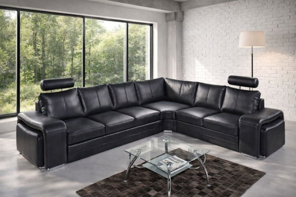 Ogłoszenie - Narożnik ENZO 3x2 skóra naturalna 100% dwie pufy + dwa zagłówki gratis!. Zdjęcie 5