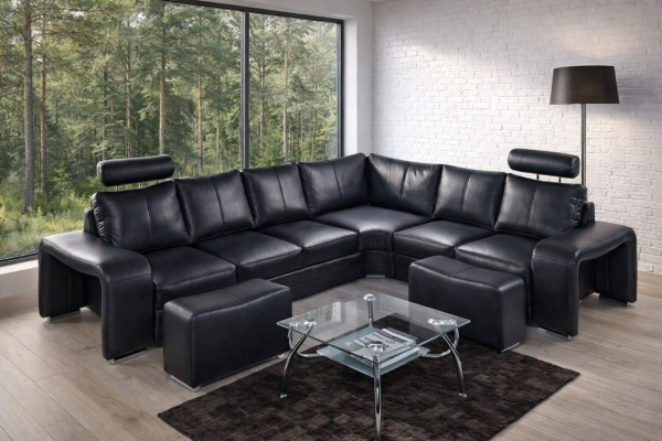 Ogłoszenie - Narożnik ENZO 3x2 skóra naturalna 100% dwie pufy + dwa zagłówki gratis!. Zdjęcie 1