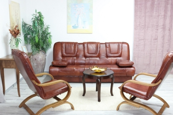 Ogłoszenie - PROMOCJA - komplet FINKA wersalka + 2 fotele, skóra 100%. Zdjęcie 1