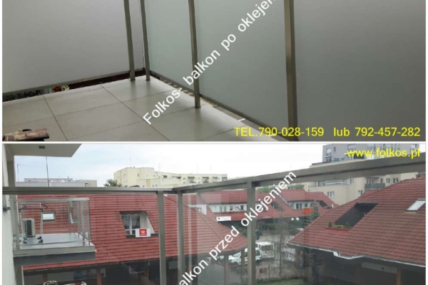 Ogłoszenie - Oklejamy balkony na Wilanowie- Folia matowa , prywatyzująca na szklane balustrady balkonowe Warszawa TEL.790-028-159. Zdjęcie 5