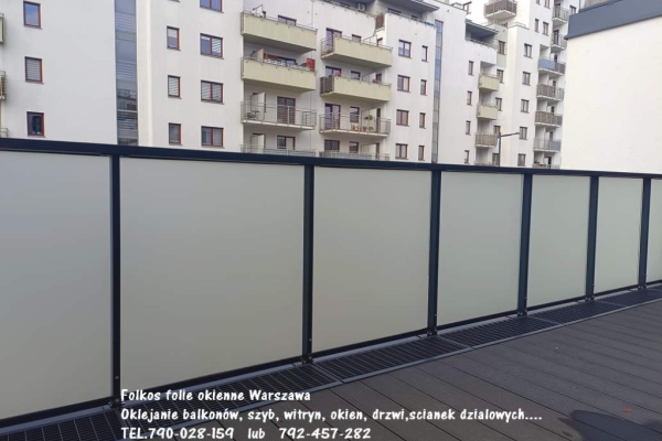 Ogłoszenie - Oklejamy balkony na Wilanowie- Folia matowa , prywatyzująca na szklane balustrady balkonowe Warszawa TEL.790-028-159. Zdjęcie 9