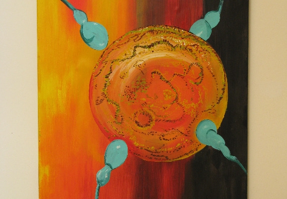 Ogłoszenie - Duży obraz ręcznie malowany na płótnie 65x107 cm – Kosmiczna abstrakcja. Zdjęcie 5