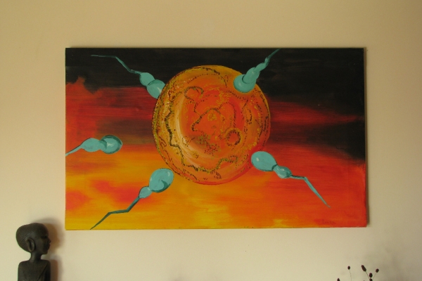 Ogłoszenie - Duży obraz ręcznie malowany na płótnie 65x107 cm – Kosmiczna abstrakcja. Zdjęcie 2