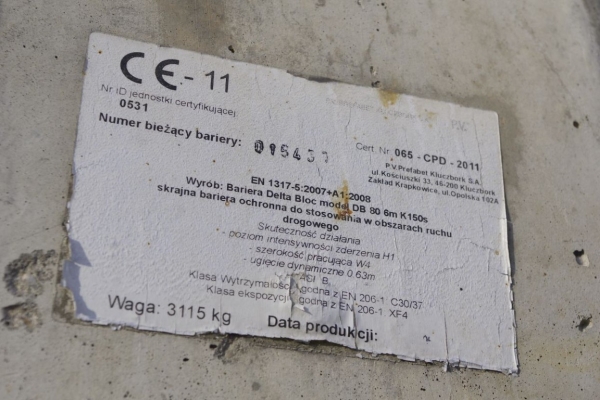 Ogłoszenie - Bariery autostradowe, betonowe - Delta Bloc DB 80. Zdjęcie 2