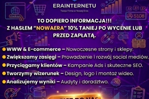 Ogłoszenie - Twój biznes zasługuje na nowoczesną stronę! Projektowanie WWW i E-commerce | erainternetu. Zdjęcie 3