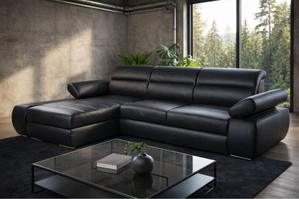 Ogłoszenie - Narożnik Panama 100% skóra, spanie i pojemnik. Zdjęcie 3