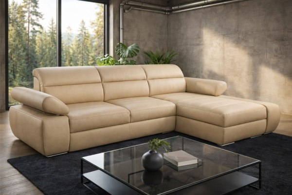 Ogłoszenie - Narożnik Panama 100% skóra, spanie i pojemnik. Zdjęcie 4