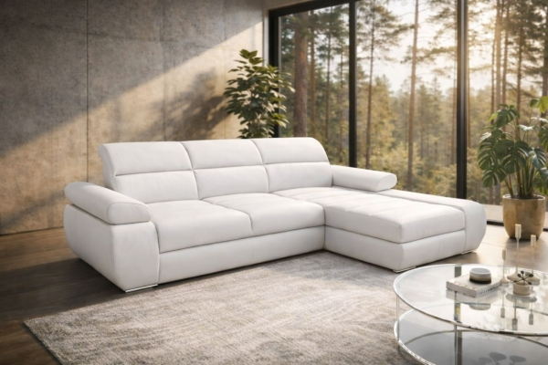 Ogłoszenie - Narożnik Panama 100% skóra, spanie i pojemnik. Zdjęcie 1