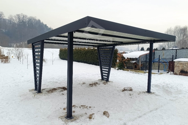Ogłoszenie - Carport V PREMIUM 4x5m - Wypełnienie panelami - Wiata samochodowa - antracyt CP136. Zdjęcie 2