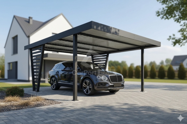 Ogłoszenie - Carport V PREMIUM 5x5m - Wypełnienie panelami - Wiata samochodowa - antracyt CP162. Zdjęcie 2