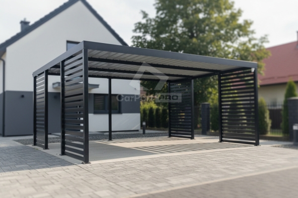 Ogłoszenie - CarPort PREMIUM - wiata samochodowa 6x5,5 - antracyt - dodatkowa zabudowa CP173. Zdjęcie 2