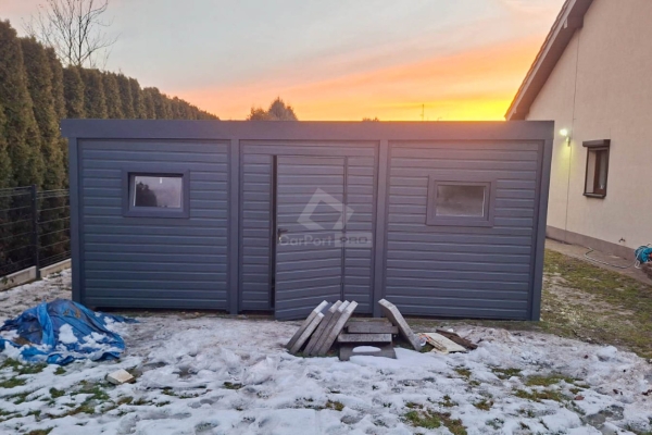 Ogłoszenie - Carport + Pomieszczenie gospodarcze PREMIUM - Wiata samochodowa 6x7,5m - antracyt spad w bok CP135. Zdjęcie 3