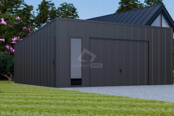 Ogłoszenie - Garaż blaszany 6x6 - brama uchylna - okno - drzwi - blacha na rąbek - dach spad w tył CP139. Zdjęcie 6