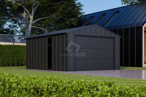 Ogłoszenie - Garaż blaszany 4x6 - brama segmentowa - okno - drzwi - dach dwuspadowy - blacha na rąbek CP146. Zdjęcie 6