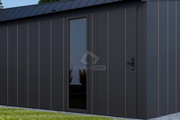 Ogłoszenie - Garaż blaszany 7x6m - brama uchylna - okno - drzwi - blacha na rąbek - dach dwuspadowy CP137. Zdjęcie 1