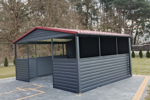 Ogłoszenie - Wiata Śmietnikowa 6x5 Ciemny Grafit MAT Dach dwuspadowy Ciemna Wiśnia. Zdjęcie 3
