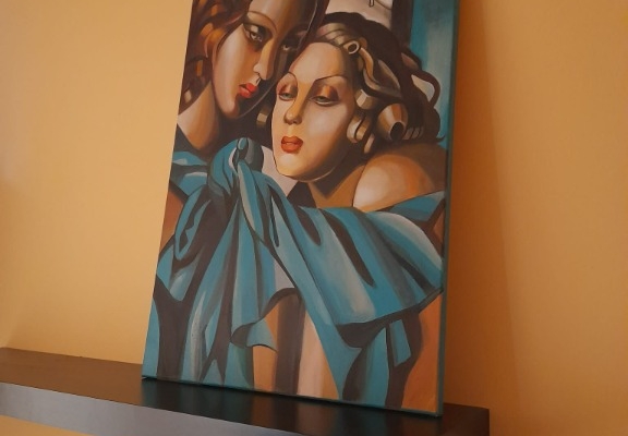 Ogłoszenie - Sprzedam obraz malowany ręcznie - tamara łempicka - Dziewczyny. Zdjęcie 2