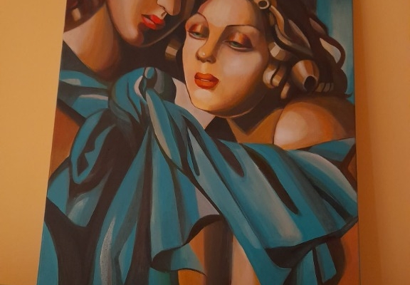 Ogłoszenie - Sprzedam obraz malowany ręcznie - tamara łempicka - Dziewczyny. Zdjęcie 4