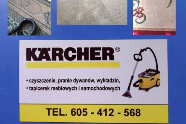 Ogłoszenie - Karcher Wolsztyn tel 605-412-568 pranie czyszczenie wykładzin dywanów tapicerki meblowej i samochodowej ozonowanie. Zdjęcie 1