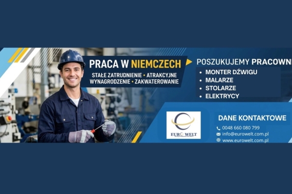 Ogłoszenie - Niemcy/Betoniarz/Prefabrykacja/od 2240 EUR netto/od zaraz. Zdjęcie 1