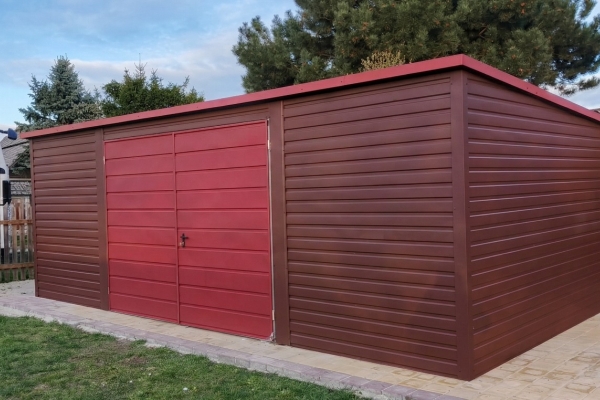 Ogłoszenie - Garaż Blaszany jednostanowiskowy spad na tył 7x4 Ciemny Brąz + Jasna Wiśnia. Zdjęcie 2