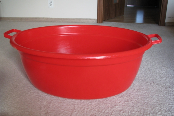 Ogłoszenie - Duża miska, wanienka owalna 74 cm / 60 litrów na pranie miednica basenik balia czerwona. Zdjęcie 4