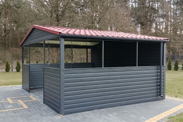 Ogłoszenie - Wiata Śmietnikowa 6x5 Ciemny Grafit MAT Dach dwuspadowy Ciemna Wiśnia. Zdjęcie 2