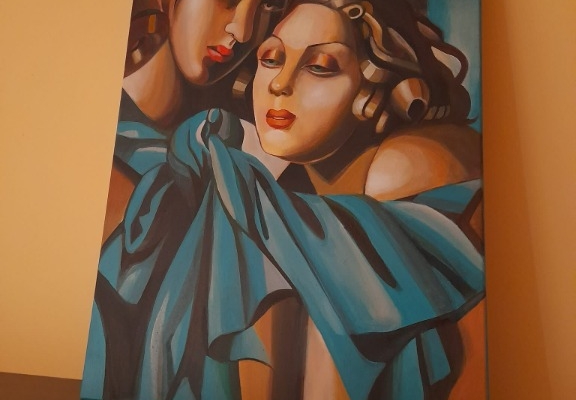 Ogłoszenie - Sprzedam obraz malowany ręcznie - tamara łempicka - Dziewczyny. Zdjęcie 1