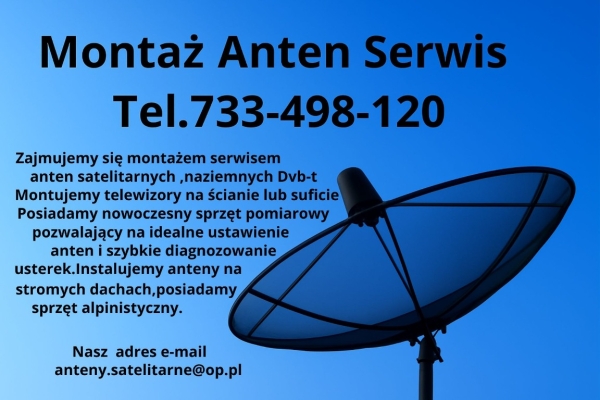 Ogłoszenie - Montaż ustawienie serwis anten satelitarnych, DVB-T Montaż telewizora. Zdjęcie 1