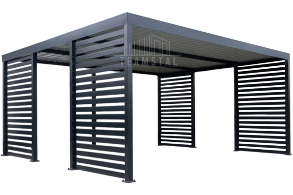 Ogłoszenie - CarPort PREMIUM - wiata samochodowa 4,5x5,5 - antracyt - dodatkowa zabudowa TS1242. Zdjęcie 1