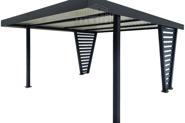 Ogłoszenie - Carport V PREMIUM 4x5m - Wypełnienie panelami - Wiata samochodowa - antracyt TS1261. Zdjęcie 1