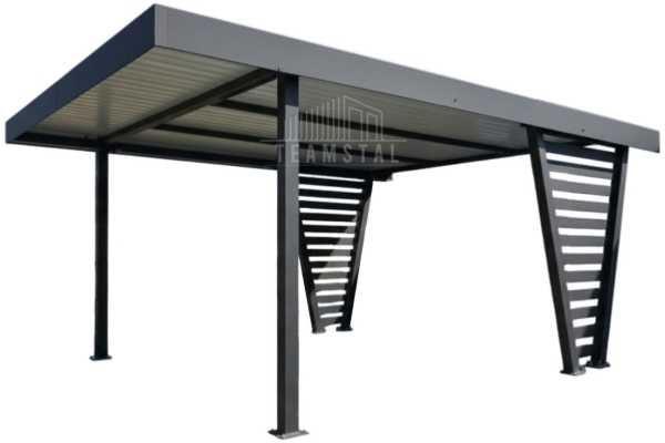 Ogłoszenie - Carport V PREMIUM 4x5m - Wypełnienie panelami - Wiata samochodowa - antracyt TS1262. Zdjęcie 1