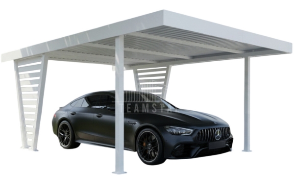 Ogłoszenie - Carport V PREMIUM 4x5m - Wypełnienie panelami - Wiata samochodowa - biały TS1270. Zdjęcie 1