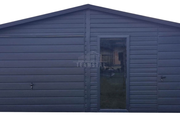 Ogłoszenie - Garaż blaszany 6x5,8m - Brama uchylna - drzwi - okno - antracyt - blachodachówka - dach dwuspadowy TS1145. Zdjęcie 1