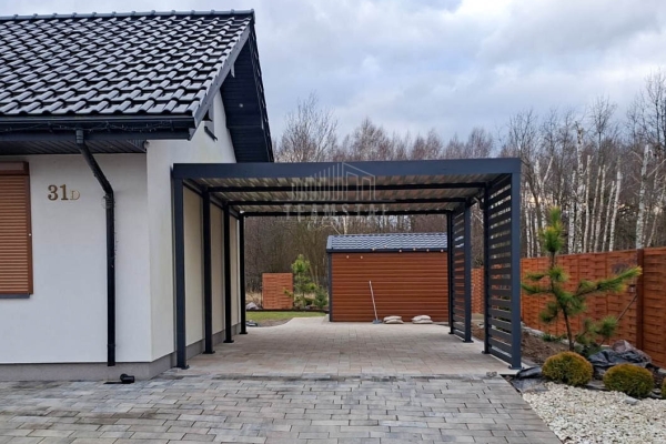 Ogłoszenie - Carport PREMIUM - Wiata samochodowa 4x5m - antracyt - dodatkowa zabudowa TS1227. Zdjęcie 2