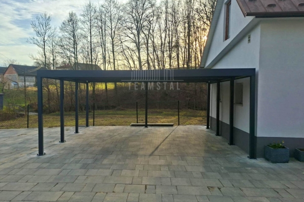 Ogłoszenie - Carport PREMIUM - Wiata samochodowa 7x5m - antracyt TS1230. Zdjęcie 2