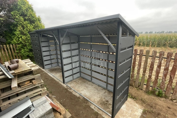 Ogłoszenie - Drewutnia 5x1m - Wiata Śmietnikowa - antracyt - dach spad w tył - ścianka działowa TS1233. Zdjęcie 3